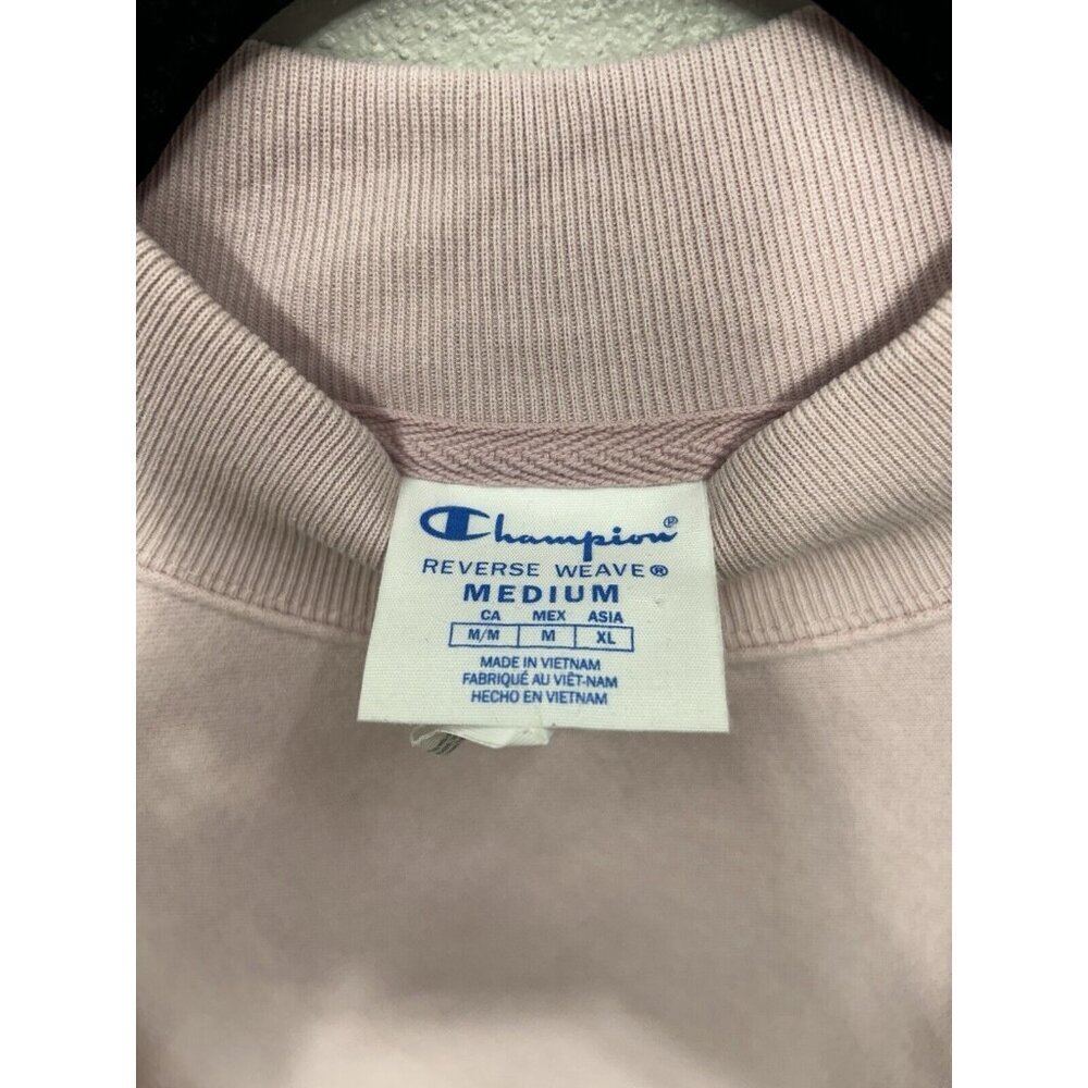 Champion Sweater Womans Sz Medium Reverse Weave Crop Top Sweatshirt Pink - Picture 3 of 4